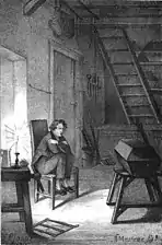 Oliver dans son galetas (illustration de la traduction espagnole de 1857).