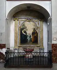 Baptistère avec une toile inspirée de Murillo.