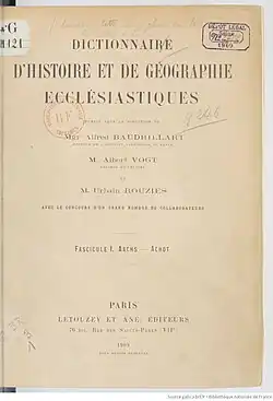 Image illustrative de l’article Dictionnaire d'histoire et de géographie ecclésiastiques