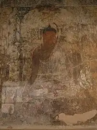 Image du Buddha peinte sur le mur intérieur du déambulatoire