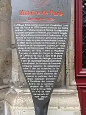 Panneau Histoire de Paris de la fontaine Cuvier.