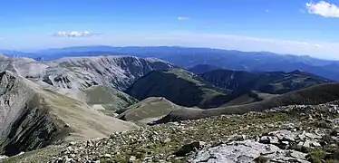 Bassin d'alimentation de la source du Coulomp vu depuis le Grand Coyer.