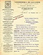 Papier entête verreries de la gare