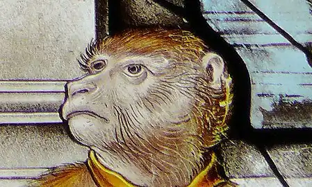 Le singe regardant Salomon rendant son jugement.