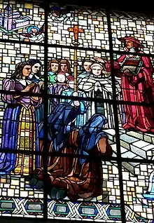 Vitrail représentant le cardinal Bérulle et Mme Acarie lors de la fondation de la communauté du Carmel (Paris, église Notre-Dame-des-Blancs-Manteaux).