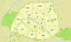 Emplacement de la Brasserie sur un plan de Paris.