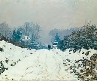 Paysage d'hiver à Louveciennes, par Alfred Sisley en 1874.