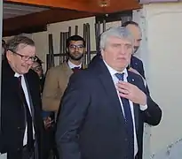 Joël Pierrache avec Alain Bruneel et Édouard Philippe le 22 février 2018.