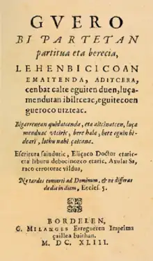 Première de couverture d’un livre écrit en basque.