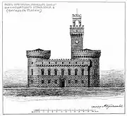 Projet non réalisé de transformation du château de Lituanie par l'architecte Marian Peretiatkovitch (en). 1911.