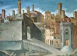Pérouse : fresque de Sant Ercolano et San Ludovico (1454) par Benedetto Bonfigli