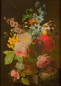 Nature morte aux fleurs avec un nid d'oisillons, 1788, Enschede, Rijksmuseum Twenthe (nl).