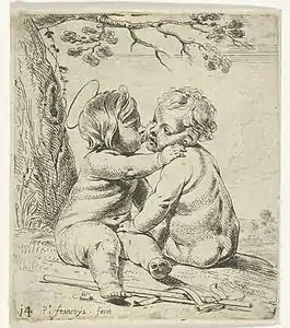 Le Christ et Saint Jean-Baptiste en enfant, eau-forte.