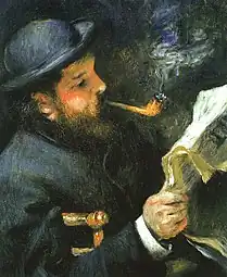 Monet lisant, par Renoir, 1872.
