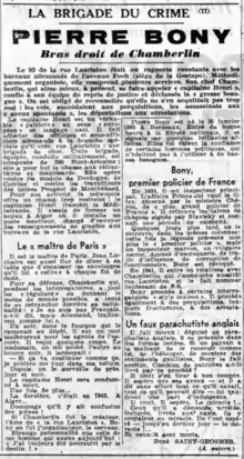 La Brigade du crime. Pierre Bony, bras droit de Chamberlin