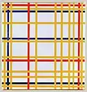 Mondrian, New York City. 1942, huile sur toile, 119,3 × 114,2 cm, Musée national d'Art moderne.