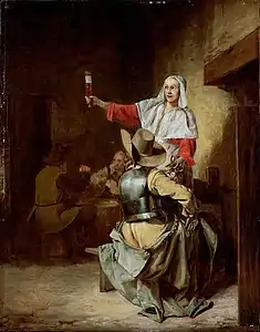 Compagnie de jeu de carte dans une taverne.