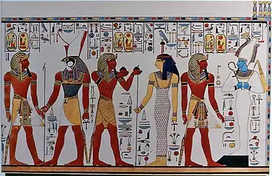 Peinture murale. Tombe de Séthi Ier KV17.(Aquarelle de Henry Salt)