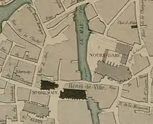 En noir sur le plan de 1755.