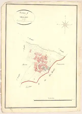 Plan cadastral de la section du village datant de 1817.