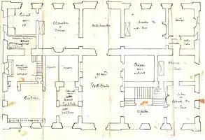 Plan du rez-de-chaussée, fin XVIIIe siècle (avant reconstruction ?)