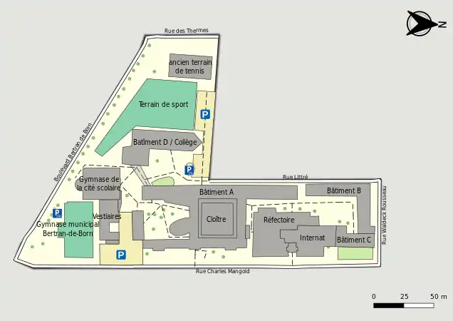 Plan restreint de la cité scolaire.