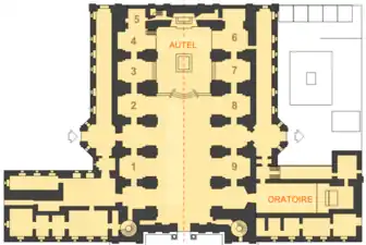 Plan au sol d'un bâtiment.