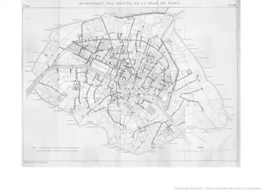 Plan des égouts de Paris en 1836.