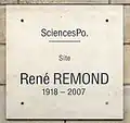 Plaque du Site René Remond de Sciences Po Paris.