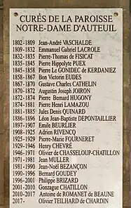 Photographie d'une plaque où sont gravés des noms.