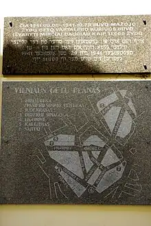 Plaque à la mémoire du ghetto de Vilnius