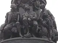 Les généraux : Piotr Alexandrovitch Roumiantsev, Grigori Potemkine, Alexandre Souvorov.