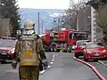 Un pompier du SIS lors d'un incendie à Avully en 2013