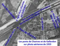 Ponts de Chartres et de Gallardon sur une photo aérienne de 1933.