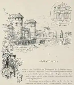 gravure du XIXe siècle figurant les murs romains