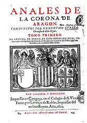 Portada de los Anales de la Corona de Aragón.