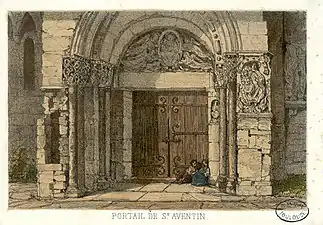 Le portail sur une aquarelle du XIXe siècle.