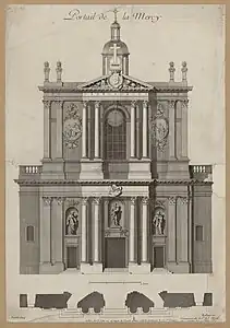 Façade reconstruite en 1709 par Germain Boffrand pour s'harmoniser avec l'hôtel de Soubise en face.