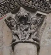 Chapiteau évoquant la parabole du mauvais riche et du pauvre Lazare