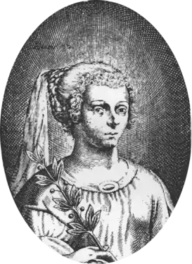 Marie de Gournay, gravure en tête de l'édition des « Advis ou Presens » de 1641 (détail).