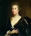 Rachel Ruysch (1664-1750), portrait par Godfried Schalcken. Spécialisée dans la nature morte, il est peintre à la cour de Düsseldorf de 1708 a 1716.