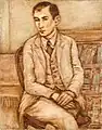 Portrait of a Man Sitting (Franz Kafka), circa 1923, huile sur toile, 92&nbsp;×&nbsp;73&nbsp;cm, collection Ghez, Hecht Museum, Université de Haïfa