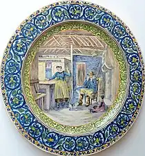 Assiette à décor scène bretonne.