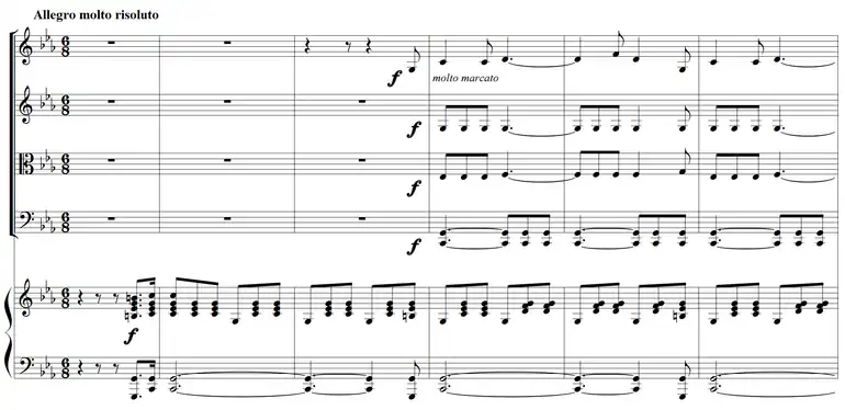 Partition pour quintette avec piano.