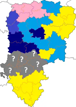Nuance politique des candidats arrivés en tête dans chaque canton au 1er tour dans le département de l'Aisne.