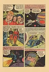 page de bande dessinée en couleur représentant des astronautes