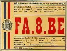 Carte QSL de FA.8.BE, Algérie (1948).