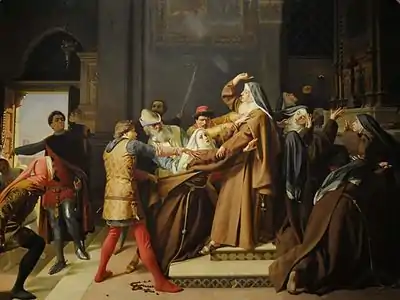 Piccarda Donati enlevée du couvent des Clarisses par son frère Corso (1866).