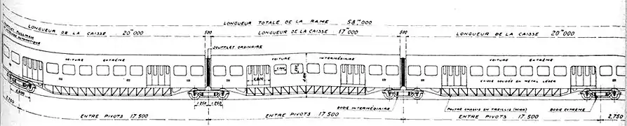 Plan en élévation montrant le châssis en treillis.