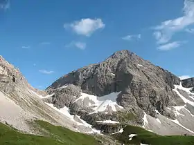 Vue de la face nord du Rappenseekopf depuis le refuge du Rappensee.
